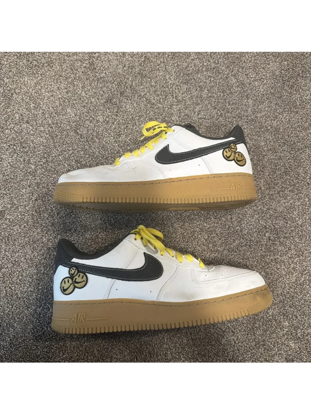 Nike Air Force 1 White Black Yellow Gum Smiley Face
